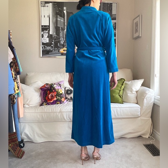 NWT vintage velour maxi zip down self tie dress with Union label - Picture 5 of 5